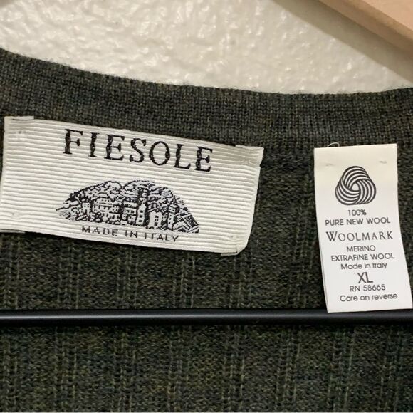 FIESOLE VEST MENS XL GREEN 100% NEW WOOL MERINO EXTRA FINE RIBBED KNIT VEST. - Picture 8 of 12